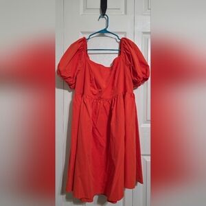 SHEIN Curve Orange Puff Sleeve Dress